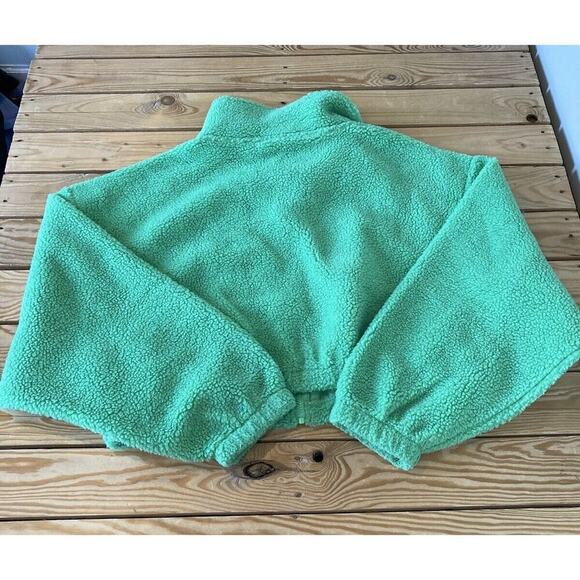 ASOS Design Fleece Crop Jacket Size 14 Women’s Green Full Zip - Picture 2 of 8